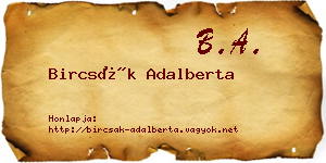 Bircsák Adalberta névjegykártya